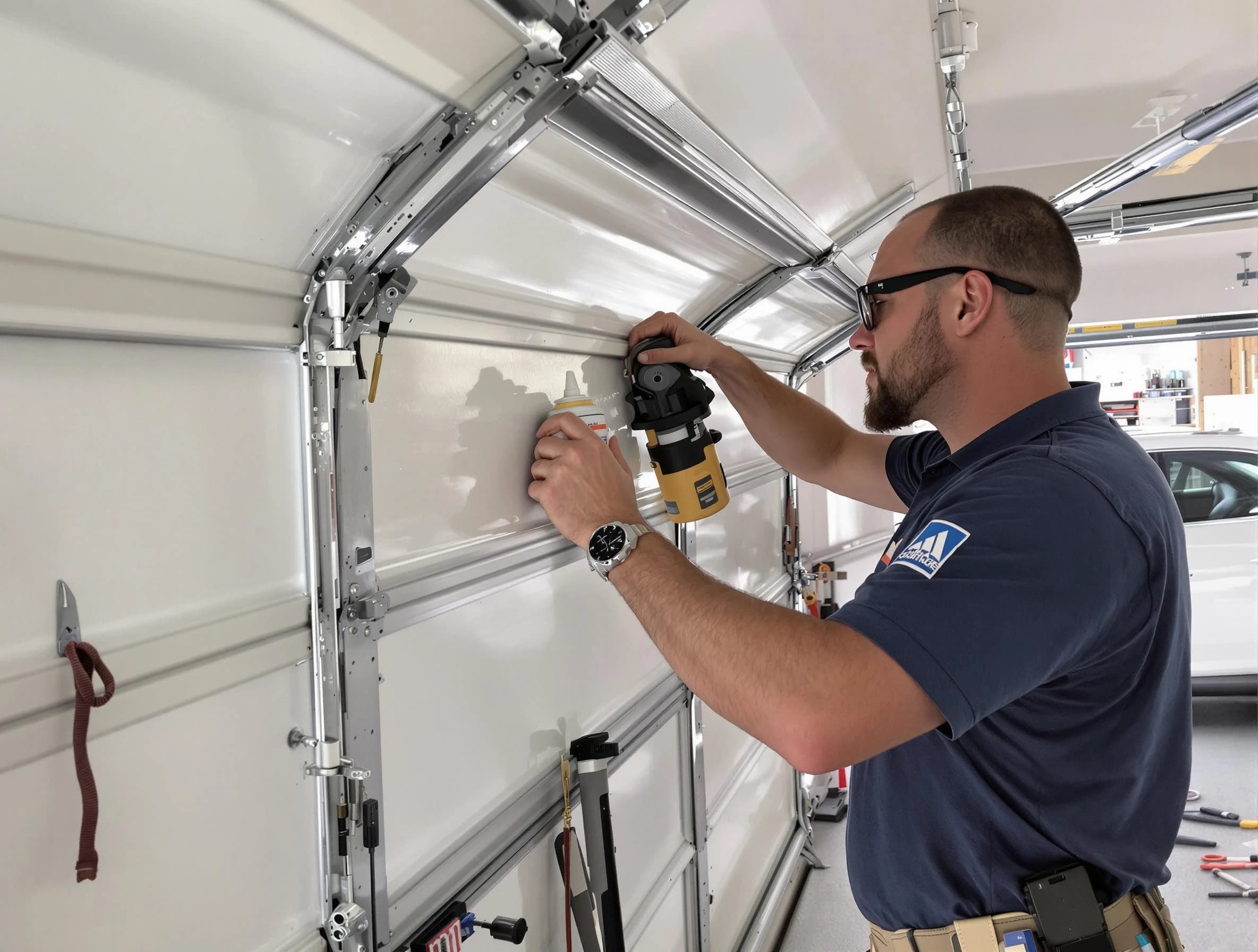 Westerville Garage Door Repair technician performing comprehensive noise reduction service in Westerville