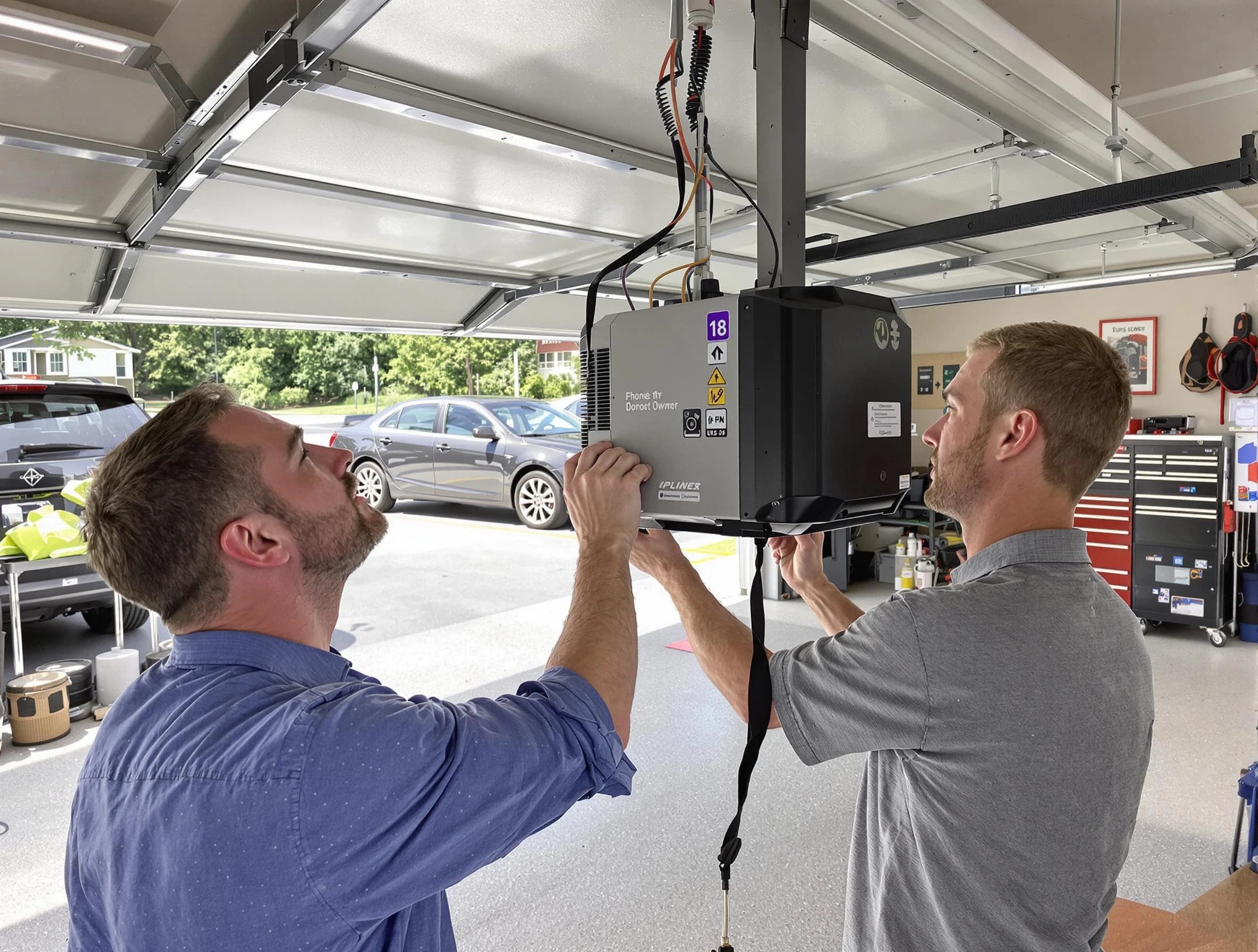 Westerville Garage Door Repair technician installing garage door opener in Westerville