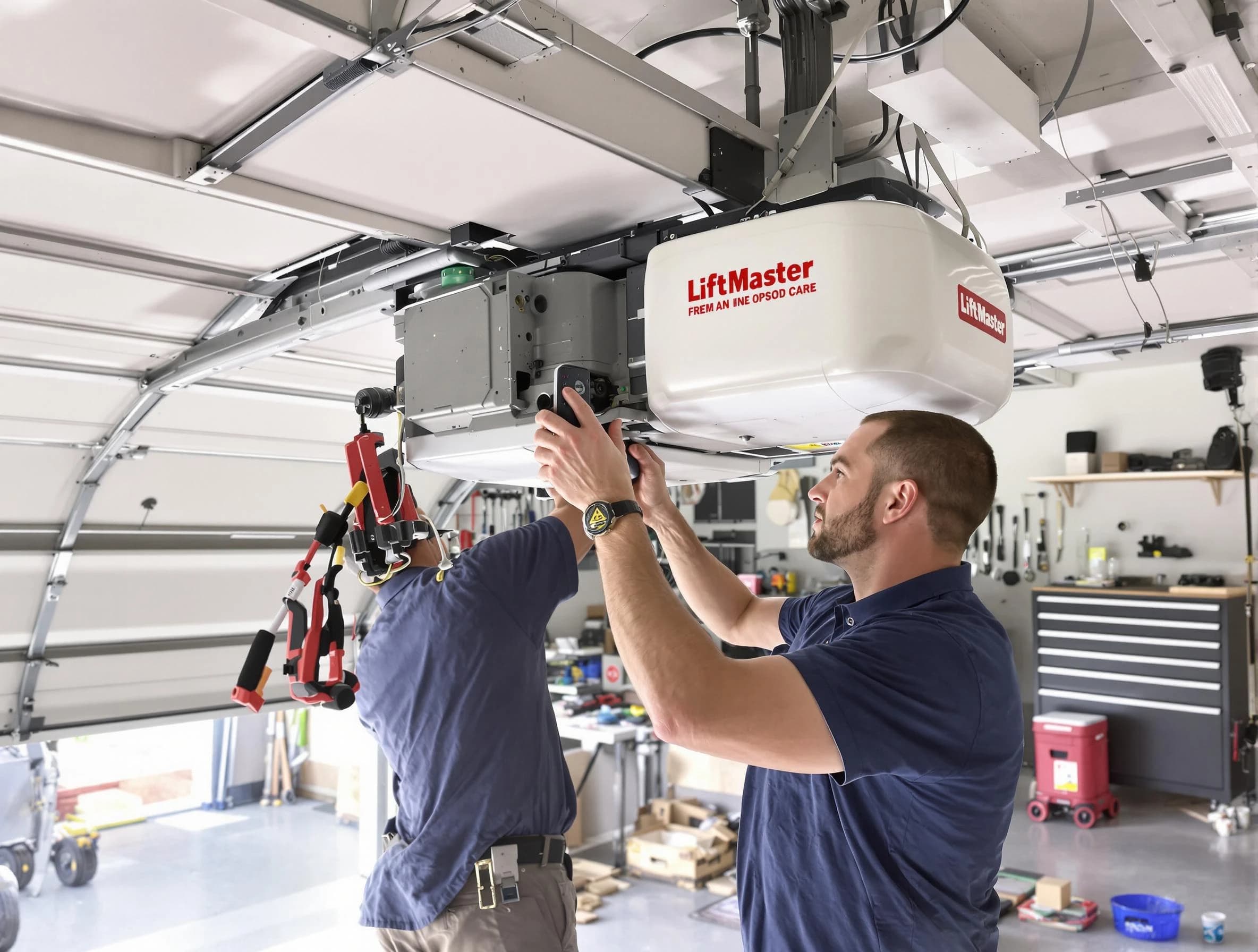 Westerville Garage Door Repair technician performing advanced diagnostics on garage opener in Westerville