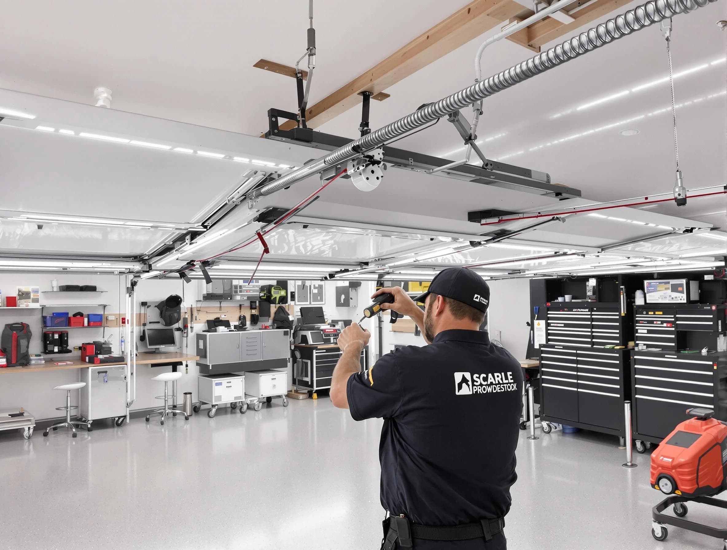 Westerville Garage Door Repair technician repairing overhead garage door in Westerville