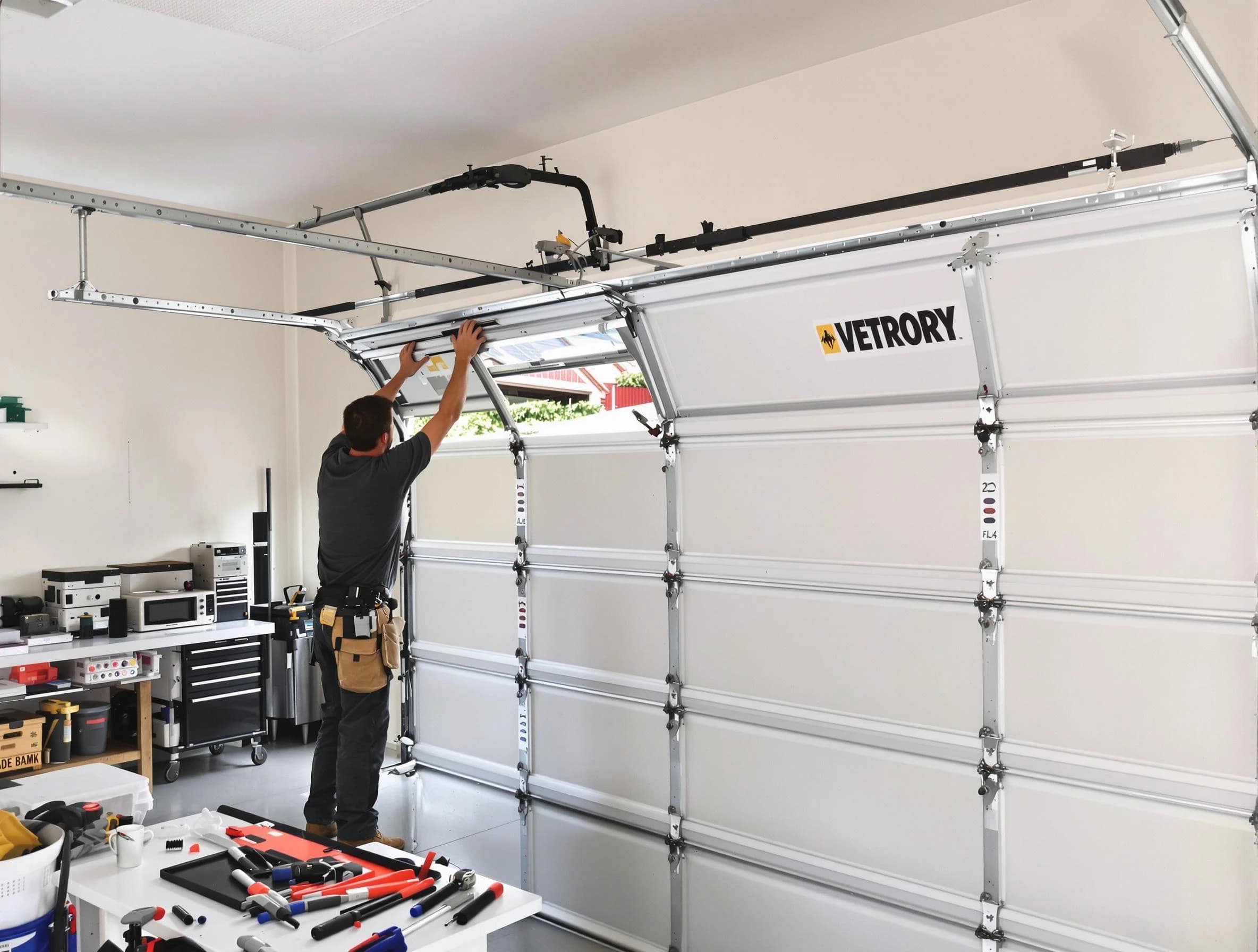 Westerville Garage Door Repair technician performing section replacement in Westerville