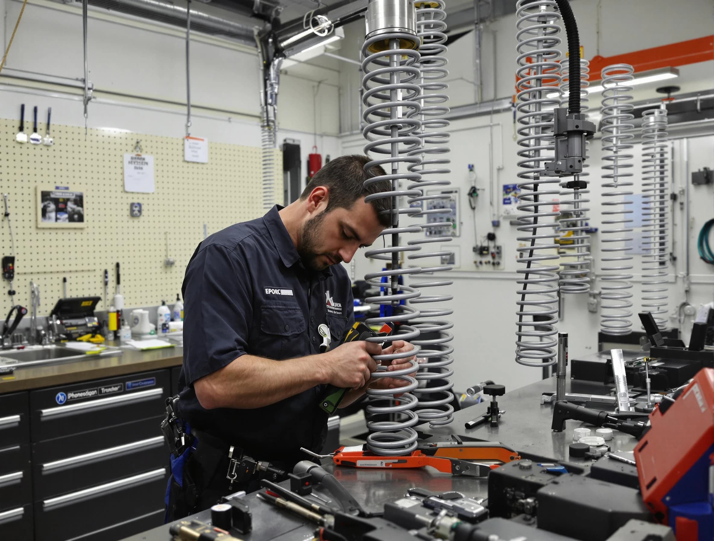 Westerville Garage Door Repair technician performing spring repair in Westerville
