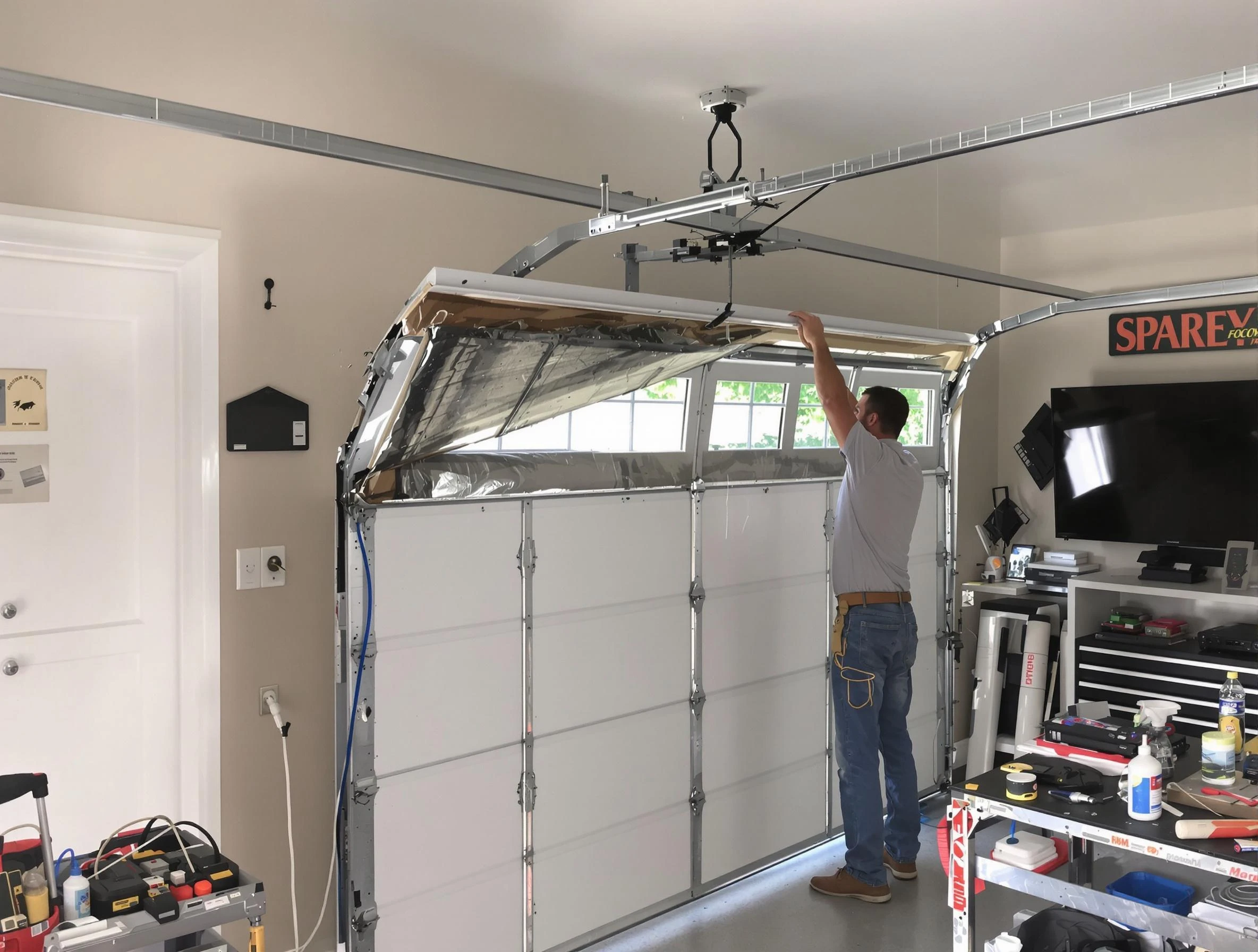 Garage door section replacement by Westerville Garage Door Repair in Westerville