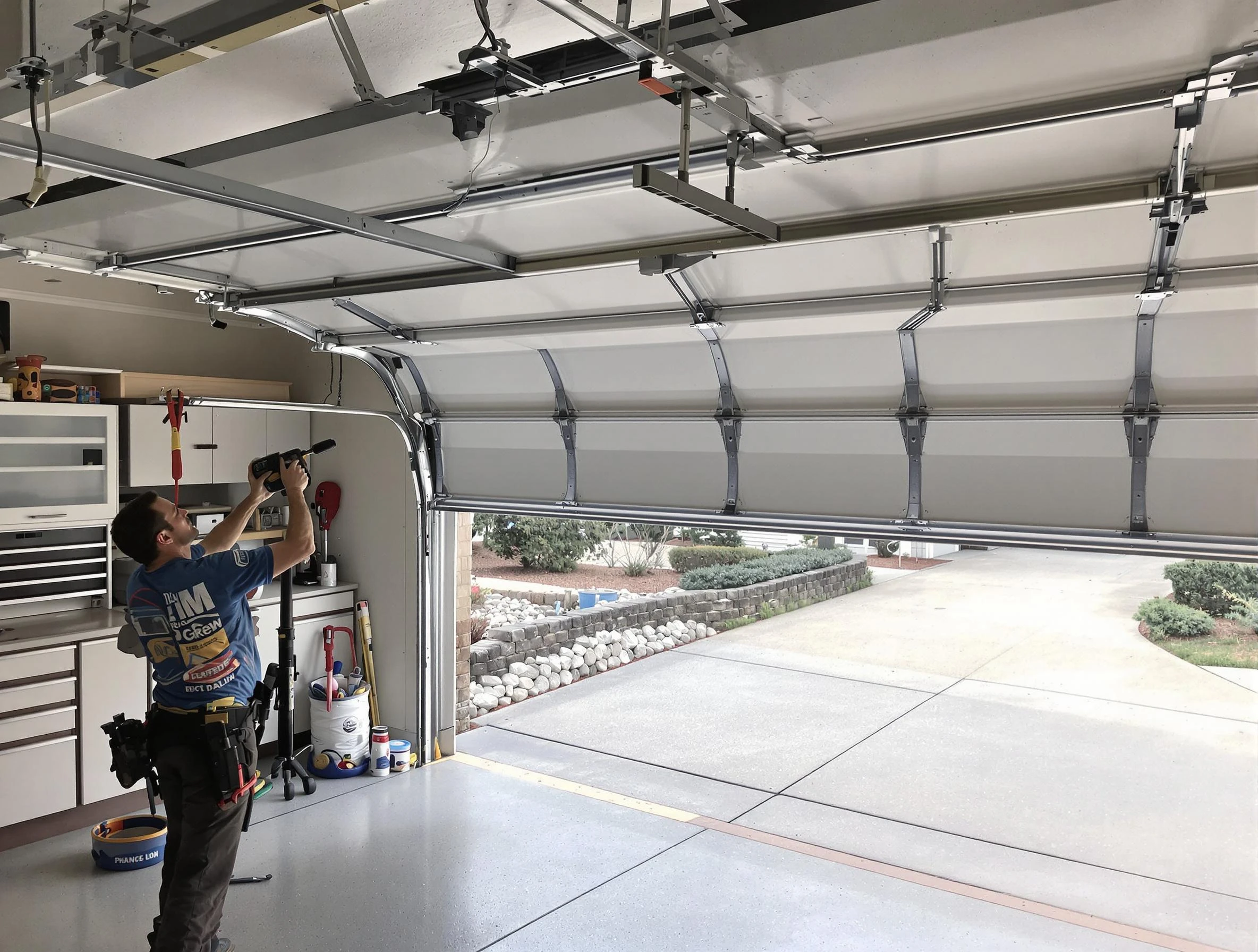Garage door track repair service by Westerville Garage Door Repair in Westerville